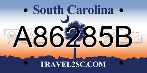 A86285B South Carolina License Plate