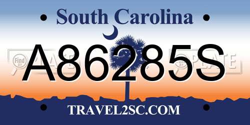 A86285S South Carolina License Plate