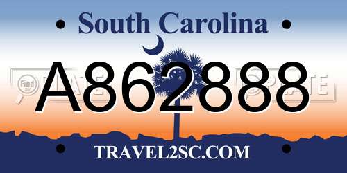 A862888 South Carolina License Plate