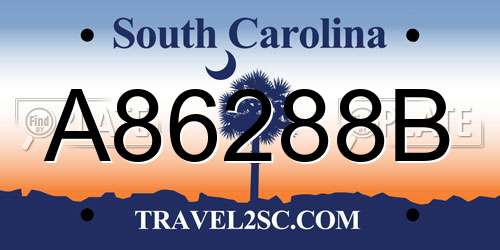 A86288B South Carolina License Plate