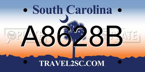 A8628B South Carolina License Plate