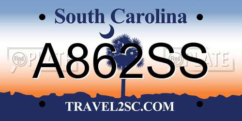 A862SS South Carolina License Plate