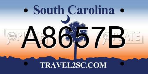 A8657B South Carolina License Plate