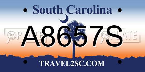 A8657S South Carolina License Plate