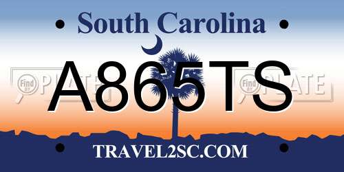A865TS South Carolina License Plate