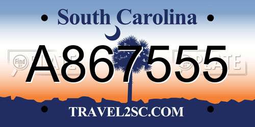 A867555 South Carolina License Plate
