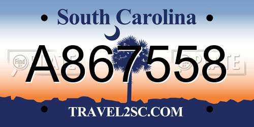 A867558 South Carolina License Plate