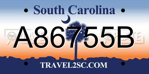 A86755B South Carolina License Plate