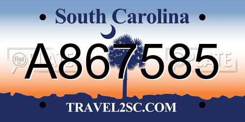 A867585 South Carolina License Plate
