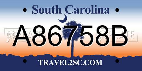 A86758B South Carolina License Plate