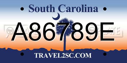 A86789E South Carolina License Plate