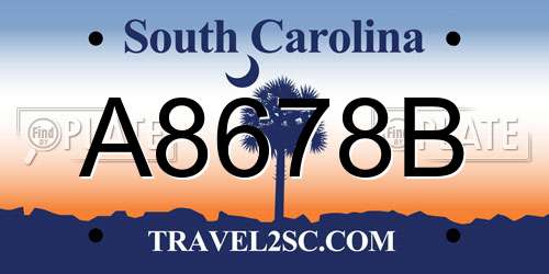 A8678B South Carolina License Plate