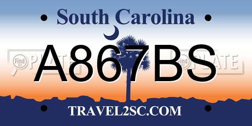 A867BS South Carolina License Plate
