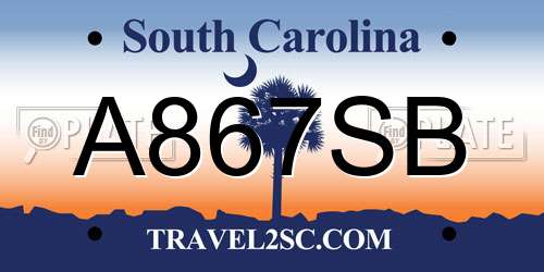 A867SB South Carolina License Plate