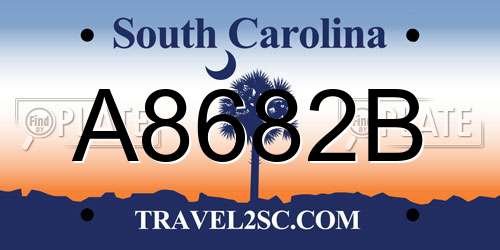 A8682B South Carolina License Plate