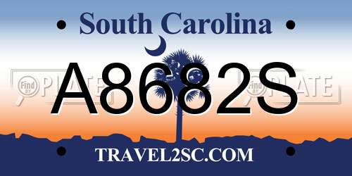 A8682S South Carolina License Plate