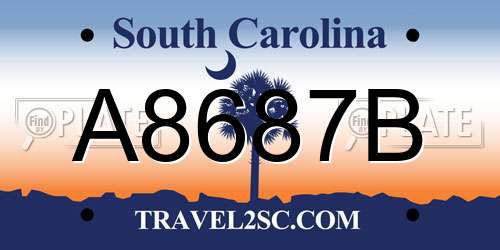 A8687B South Carolina License Plate