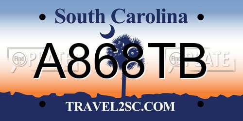 A868TB South Carolina License Plate