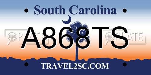 A868TS South Carolina License Plate