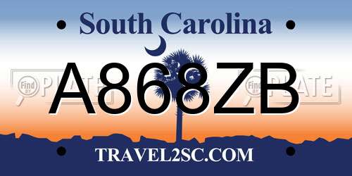 A868ZB South Carolina License Plate
