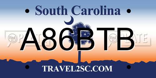 A86BTB South Carolina License Plate