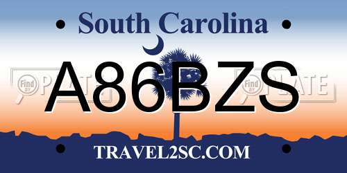 A86BZS South Carolina License Plate