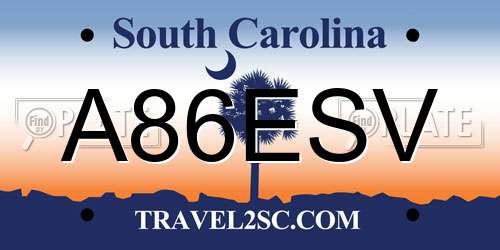 A86ESV South Carolina License Plate