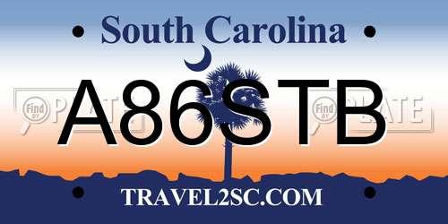 A86STB South Carolina License Plate
