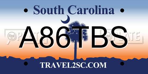 A86TBS South Carolina License Plate
