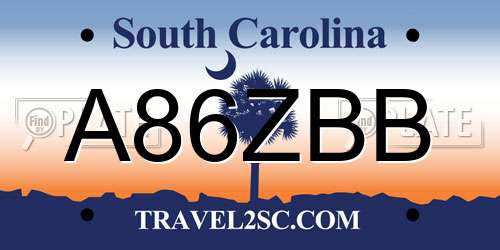 A86ZBB South Carolina License Plate