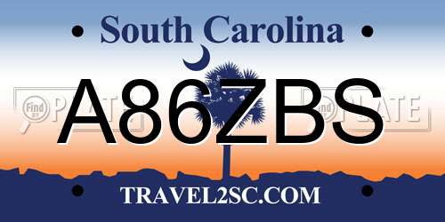 A86ZBS South Carolina License Plate