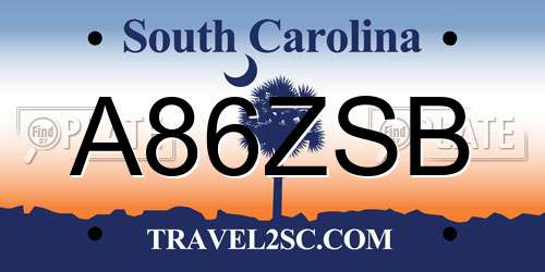 A86ZSB South Carolina License Plate