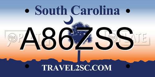 A86ZSS South Carolina License Plate