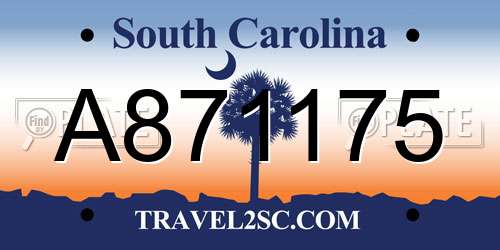 A871175 South Carolina License Plate