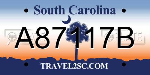 A87117B South Carolina License Plate