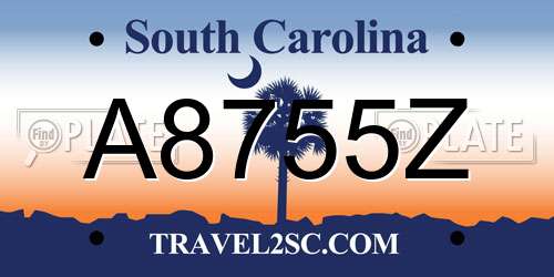 A8755Z South Carolina License Plate
