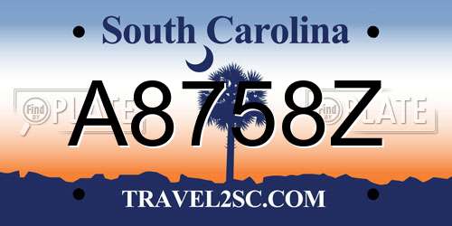 A8758Z South Carolina License Plate