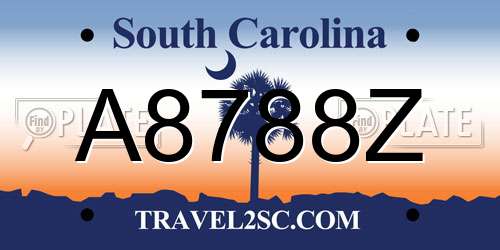 A8788Z South Carolina License Plate