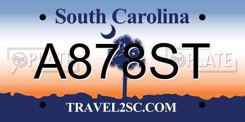 A878ST South Carolina License Plate