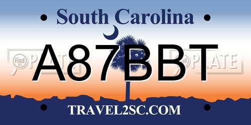 A87BBT South Carolina License Plate