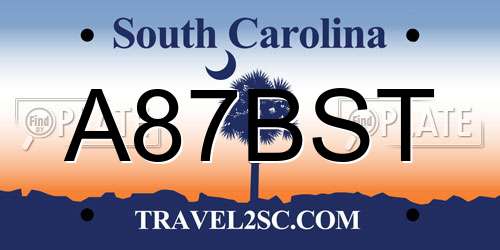 A87BST South Carolina License Plate