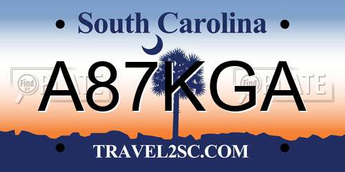 A87KGA South Carolina License Plate