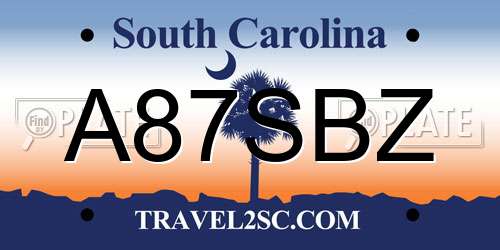 A87SBZ South Carolina License Plate