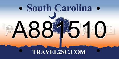 A881510 South Carolina License Plate