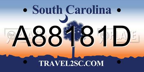 A88181D South Carolina License Plate