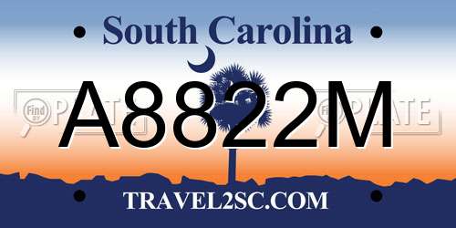 A8822M South Carolina License Plate