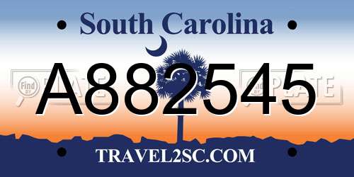 A882545 South Carolina License Plate