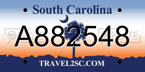 A882548 South Carolina License Plate