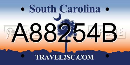A88254B South Carolina License Plate