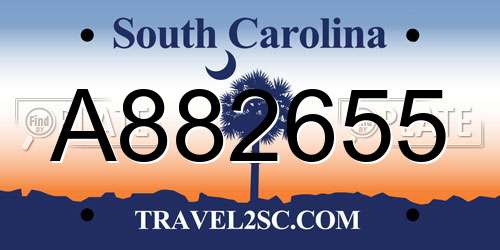 A882655 South Carolina License Plate